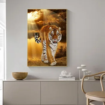 Živali Tiger 5D DIY Diamond Slikarstvo Navzkrižno Šiv Sliko Nosorogovo Celoten Kvadratni Krog Vaja Mozaik, Art Stenski Dekor Darilo