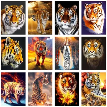 Živali Tiger 5D DIY Diamond Slikarstvo Navzkrižno Šiv Sliko Nosorogovo Celoten Kvadratni Krog Vaja Mozaik, Art Stenski Dekor Darilo
