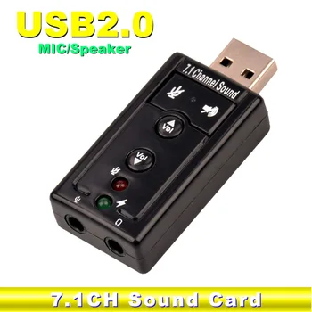 Virtualni 7.1 USB Avdio Zunanjo USB Zvočno Kartico Adapter 2.0 In Mikrofon Zvočnik, Audio Slušalke Mikrofon Računalniške Opreme