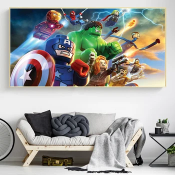 Marvel Avengers Anime Platno Slikarstvo Superheroj, Iron Man, Hulk, Plakat, Vrtec, Plakati, Tiskanje Stenskih slikah, za Sobi Doma Dekor