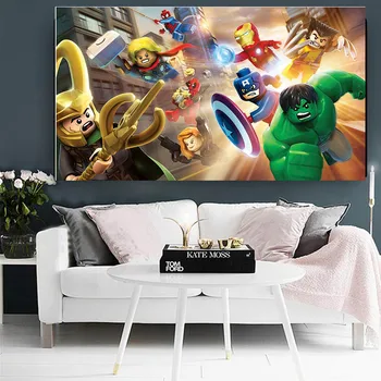 Marvel Avengers Anime Platno Slikarstvo Superheroj, Iron Man, Hulk, Plakat, Vrtec, Plakati, Tiskanje Stenskih slikah, za Sobi Doma Dekor