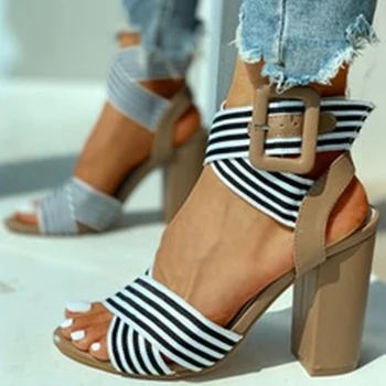 Poletni ženski Sandali Gleženj Sponke trakove Trak Sandali Plus velikost Peep Toe Platforma Super Visoke Pete Kvadratnih Stranka Ženske čevlje