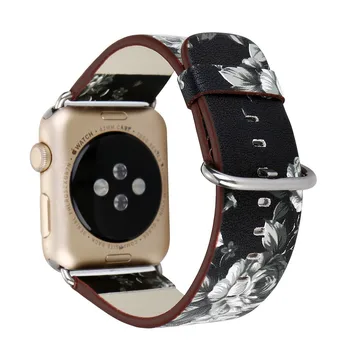 PU Cvetlični Vzorec Usnjeni Trak za Apple Watch Band SE 38 mm 42mm 40 mm 44 Ženske, Modno Zapestnico za iWatch Serije 6 5 4 3 2