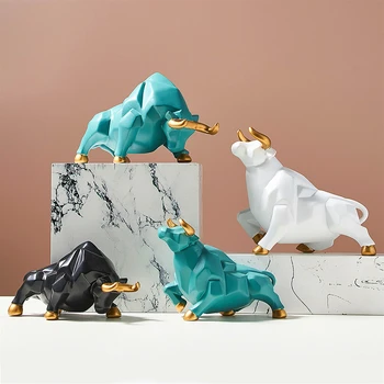 Miniaturni Kip Bika Smolo Bika Skulpture Živali, nordijska dekoracijo doma dekor Namizni Kipi Bikov figurice Živali, Kabinet