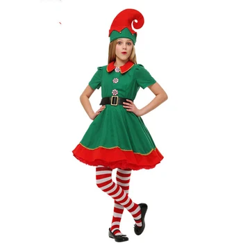 Nova Dekleta Božič Elf Obleka Fant Halloween Kostum Nastavite Božiček Kostum, Otroci, Odrasli, Družine Zeleni Škrat Oblačila Sklop