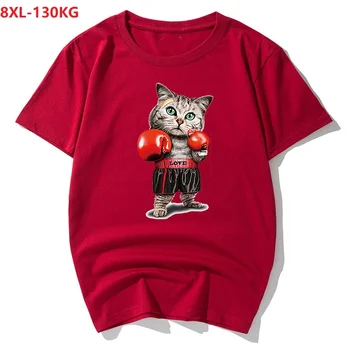 Moški smešno mačka t-majice kratek rokav Ustvarjalne tshirt lep pes poletje plus velikost velika tees 5XL 6XL 7XL 8XL doma priložnostne rdeče vrhovi 54