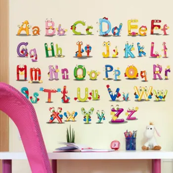 Otroci soba, spalnica, otroška izmerite višino prilepite stenske nalepke vrtec puzzle zgodnje izobraževanje učenje angleške abecede prilepite