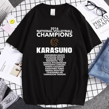 Haikyuu Karasuno Risanka Smešno T-Shirt Moške Blagovne Znamke Priložnostne Kul T Shirt Japonske Anime Kratek Rokav Vrhovi Modno Osebnost Mens Tee