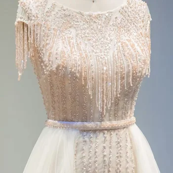 Luksuzni Diamond O-Vratu Dubaj Večerne Obleke 2020 Brez Rokavov Kroglice Ročno Maturantski Formalno Stranko Oblek
