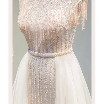 Luksuzni Diamond O-Vratu Dubaj Večerne Obleke 2020 Brez Rokavov Kroglice Ročno Maturantski Formalno Stranko Oblek