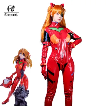 ROLECOS Anime EVA Cosplay Kostum EVA Asuka Langley Soryu Cosplay Kostum Seksi Jumpsuit Ženske Rdeča Obleka, Pokrivala za noč Čarovnic