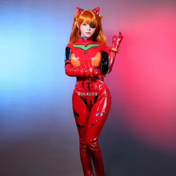 ROLECOS Anime EVA Cosplay Kostum EVA Asuka Langley Soryu Cosplay Kostum Seksi Jumpsuit Ženske Rdeča Obleka, Pokrivala za noč Čarovnic