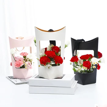 Cvetlični Darilni Papir, Škatle Jasno Okno Transparentne Prenosne Darilo Pakiranje Škatle Torbici Cvet Pakiranje Škatle Za Svate
