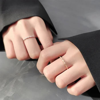 WANTME Pravi 925 Sterling Srebro Minimalističen Moda korejski Pavé Cirkon Odprite Prst Prstan za Ženske Očarljivo Darilo, Poročni Nakit