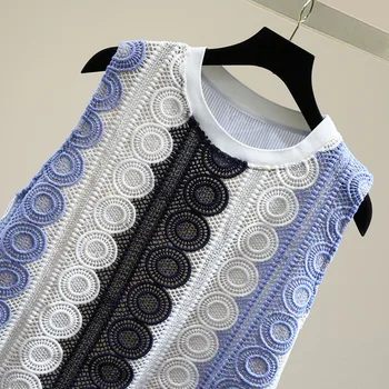Brez Rokavov Ženske Šifon Bluzo Srajce Poletje Korejski 2020 Moda Mozaik Vrhovi Gospa Loose Prugasta Puloverju Bluzo Majice