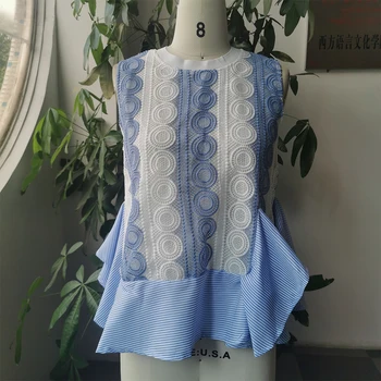 Brez Rokavov Ženske Šifon Bluzo Srajce Poletje Korejski 2020 Moda Mozaik Vrhovi Gospa Loose Prugasta Puloverju Bluzo Majice