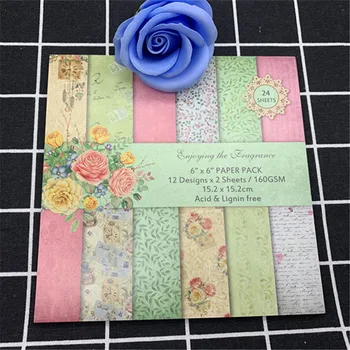 24 strani 6*6 retro cvetlični tkanine serije ročno izdelan papir DIY atlas cut knjiga