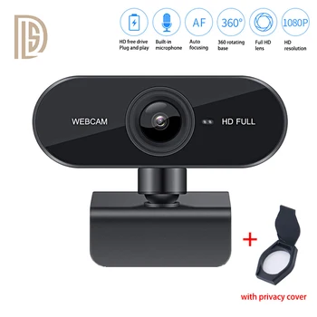 HD Webcam 1080P Vrtljiv Laptop Spletni Camara USB Plug samodejno ostrenje Vgrajen Mikrofon Spletna Kamera Z Zasebnost Kritje Za Live Stream