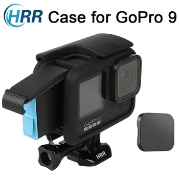 HRR Okvir za GoPro Hero 9 Stanovanj Meja Zaščitne Lupine Primeru Dodatki s Hitro Potegnite Premično Stojalo Vijak pokrov Objektiva(Black)
