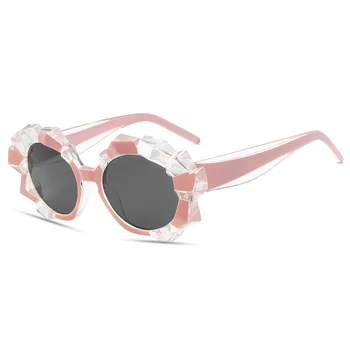 Moda Edinstveno Nepravilnih Okrogle Ženska sončna Očala Letnik Nosorogovo Očala Odtenki UV400 Trendi Moških, Barvite sončne Očala