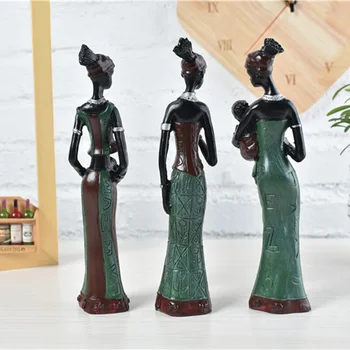 3pcs Afriške Slika Ženske, Kiparstvo Plemenski Gospa Smole Obrti Figur Okraske Ustvarjalne Namizje Kip Doma Dekor Dodatki