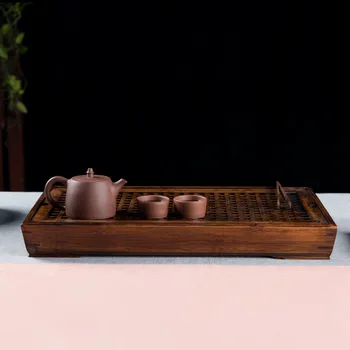 Ustvarjalne oreh barvi bambusa čaj pladenj Kitajski vode shranjevanje pladenj za Gospodinjstvo Kung Fu čaj Preprosto nastavite čaj tabelo Bambusa čaj pladenj