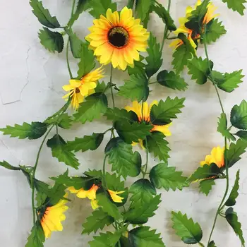 1Pc Umetno Sončnično Ivy Trte Simulacije Ponaredek Svile Cvetja, Rastlin Z Zelenimi Listi Fotografija Prop Doma Poroko Stenski Dekor