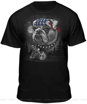 Ameriški Buldog Rider Graphic Majica s kratkimi rokavi Moški Ženske Ulične Smešno TEE Majica