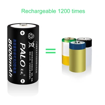 PALO 4pcs D velikost polnilna baterija D tip 1,2 V originalni 8000mAH NI-MH baterij nimh baterije mh visoka zmogljivost baterij, trenutno