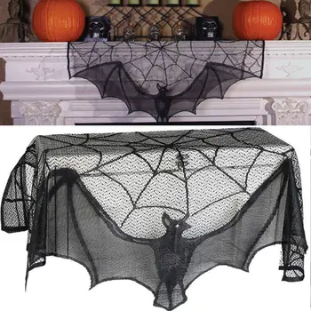 Strašijo Hiše Gothic Črni Stil Zavese Čipke Spider Web Namizni Prt Zavese Spiderweb Tabela Kritje Zavese Halloween Dekor