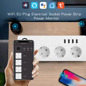 WiFi Smart Power Trak 4 EU Vtičnice Vtičnice + 4 Polnjenje prek kabla USB Vrata Timing Aplikacijo Glasovni Nadzor Dela Za Alexa googlova Domača stran Pomočnik
