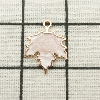 10pcs emajl maple leaf čar nakit dodatki uhan obesek, zapestnico, ogrlico čare cinkove zlitine 20x24mm