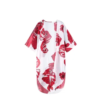 Poletni Plaži Prikriti Boho Tiskanja Bluzo Priložnostne Svoboden Odklon Šifon Jopico Kimono Vrhovi Ženske Ženske Pol Rokav Shirt Blusas