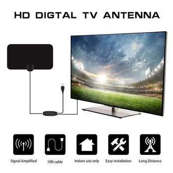 HDTV digitalni Antena TV Antena z Signal Booster 50 Milj Razpon Mini 4K Aktivno za Gospodinjstvo Televizije Igranje Dekoracijo