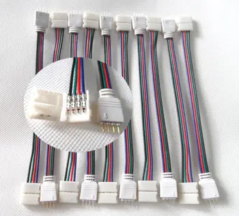 10-100 kozarcev/št. sklopa spajkanje 4PIN Kabel PCB Board Žice do 4-Pin Ženski Adapter za 10 mm 5050 RGB LED Trak svetlobe priključki
