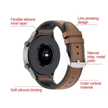 Poslovni Usnjeni Trak Za Huawei Watch GT2 Pro Silikonska Vodotesna Sweatproof Unisex Manšeta Za Samsung Galaxy Pametno Gledati