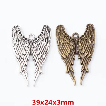 20 kosov retro kovinski cinkove zlitine krili obesek za DIY ročno izdelan nakit, ogrlico, zaradi česar 7317