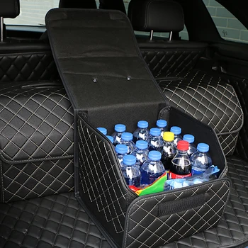 Avto Vrečko za Shranjevanje PU Usnje Trunk Organizator Box Zložljiv Prtljažniku Avtomobila Nalaganje Tidying Za Avto SUV