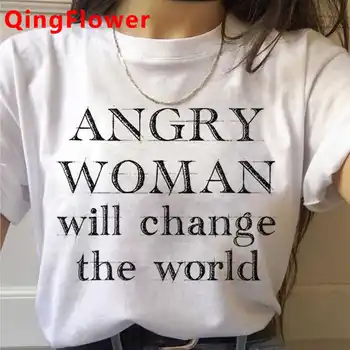 Feministična Feminizma Dekle Moči majica s kratkimi rokavi ženske tiskanja grunge bela majica s kratkimi rokavi top tees t shirt harajuku