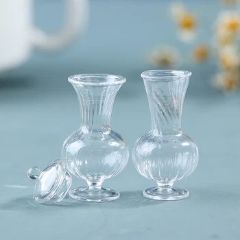 1:12 Lutke Miniaturni Vaza Glass Candy Jar Simulacije Sladkarije Steklenico Model Igrača
