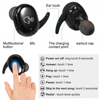 G. Bai TWS Bluetooth Slušalke Mini Brezžične Slušalke 9D Stereo Šport Vodotesne Slušalke Čepkov Z Mikrofonom Polnjenje Box