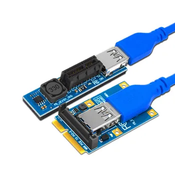 Mini PCIE, da PCI-E X1 Širitev Kartico Riser Card PCI Express Podaljšek SATA Napajalni Priključek 60 CM USB3.0 Kabel PCIE Extender