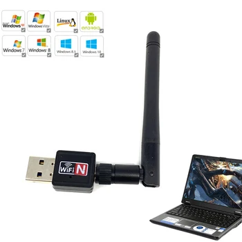 Mini Wifi Adapter 150Mbps 2dB Antena PC USB, Wi-fi Sprejemnik Brezžična Omrežna Kartica 802.11 b/n/g High Speed USB, Ethernet Lan
