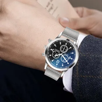 2021 Novih Moških Luksuzni Ure Quartz uro Nerjavečega Jekla gumb za Izbiranje Priložnostne Bracele Watch Poslovnih Quartz uro reloj hombre wach