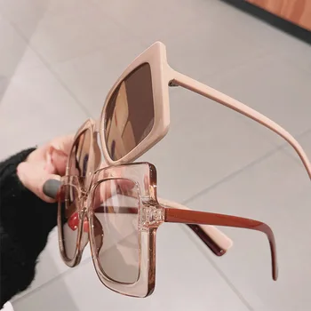 Retro Kaki Roza Kvadratek sončna Očala Ženske, Moške, Visoke Kakovosti Acetatni Okvir sončna Očala Ženski Prevelik Odtenki Očala Oculos UV400