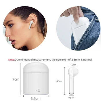 TWS i7s Brezžične Slušalke Bluetooth Slušalke Stereo Bas Slušalke Šport Nepremočljiva Čepkov in-ear Slušalke Brezplačna Dostava