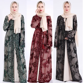 Ramadana Eid Mubarak Dubaj Tam Kaftan Abaya Kimono Hidžab Muslimansko Obleko Oman Turški Islamska Oblačila Abayas Za Ženske Djellaba Femme