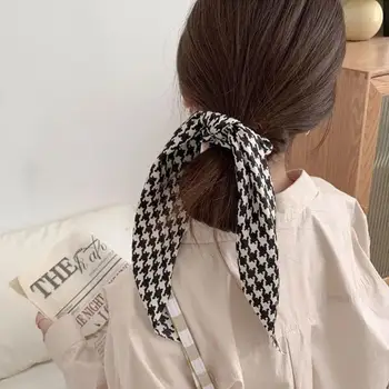Vintage Črno Bel Zebra Mrežo Natisni Lok Elastična Hairbands Za Ženske Pribor Dolge Lase Tie Scrunchies Traku Čop H N8A3