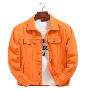Pomlad Jesen Nov Trend Jeansa, Moške Jakna Moški Korejski Oranžna Priložnostne Lep Vrhnjih Plasti Vrhovi