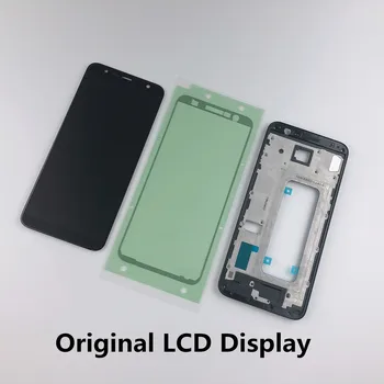 Originalni Samsung Galaxy J6 Plus 2018 J6+ J610 J610F LCD-Zaslon na Dotik+Stanovanj Sprednji Okvir Pokrova+Lepilo
